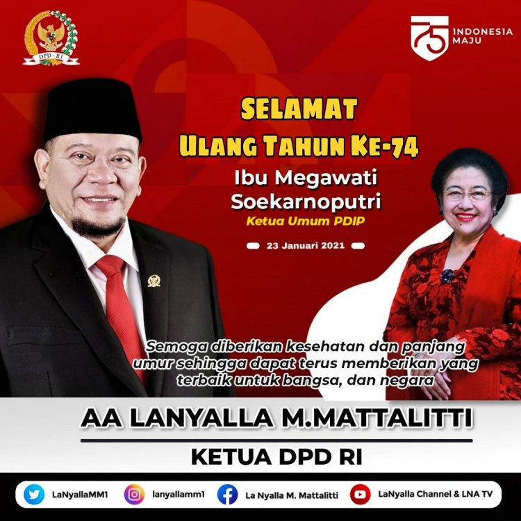 Ketua DPD RI Sampaikan Doa di Ultah Megawati Soekarnoputri