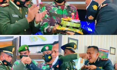HUT Polri ke-75, Puluhan Personel Koramil 02 Rambah Kasih Kejutan ke Polres Rohul