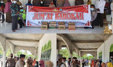 Jumat Barokah di Desa Lubuk Soting Tambusai, Polres Rohul Berbagi Sembako untuk Lansia