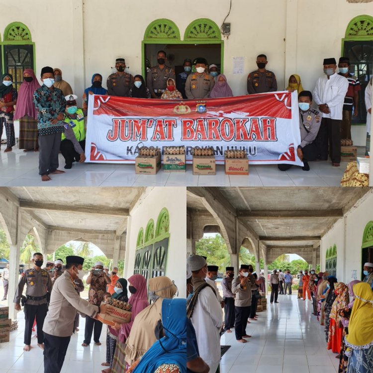 Jumat Barokah di Desa Lubuk Soting Tambusai, Polres Rohul Berbagi Sembako untuk Lansia