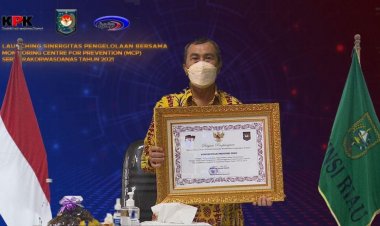 Tepat Waktu Selesaikan Tindak Lanjut Hasil Pengawasan, Gubri Terima Penghargaan Kemendagri