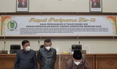 Bupati Inhil Menghadiri Rapat Paripurna DPRD Inhil ke-13 Masa Persidangan III/2021