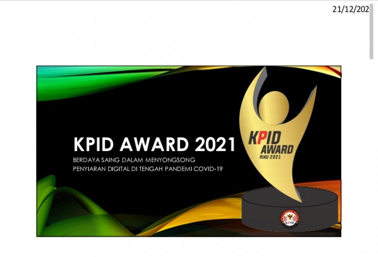 BHarabas Tempatkan 4 Karyanya di Nominasi KPID Riau Award 2021