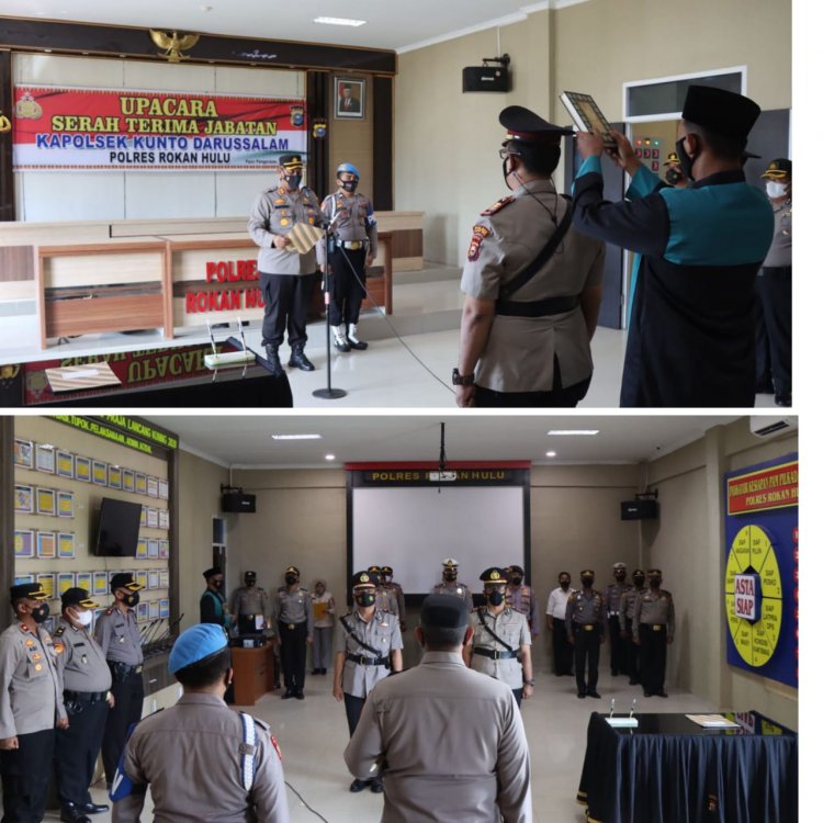 Kapolres Rohul Pimpin Sertijab Kapolsek Kuntodarussalam
