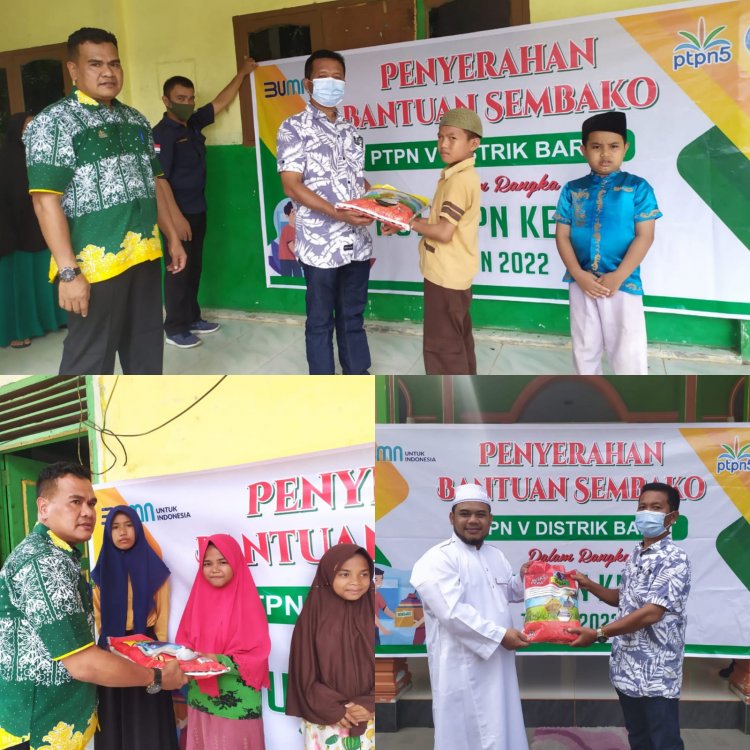 Peringati HUT ke-26, PTPN V Distrik Barat Berbagi Beras ke Masyarakat dan Panti Asuhan