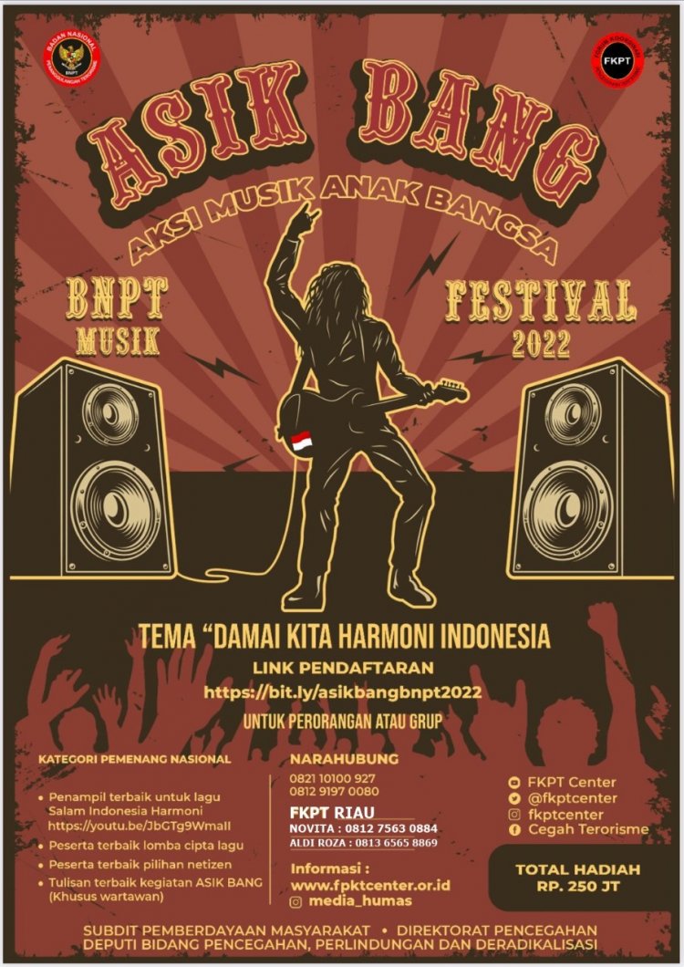 Pendaftaran ASIK BANG BNPT Festival 2022 Segera Ditutup