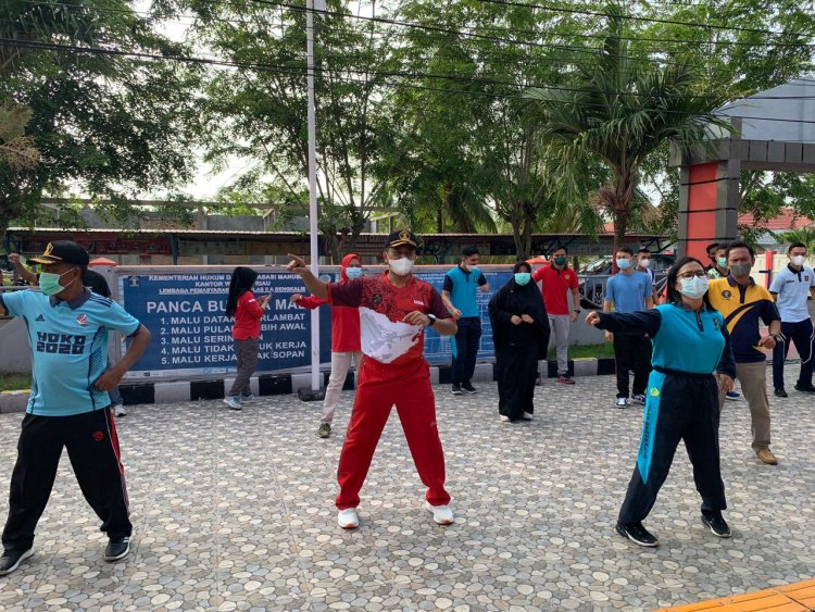 Pupuk Kekompakan, Jajaran Lapas Bengkalis Senam Pagi Bersama