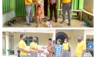Peringati HUT Bhayangkara ke-76, Kapolsek Rambah Samo Salurkan Bansos Untuk Warga 