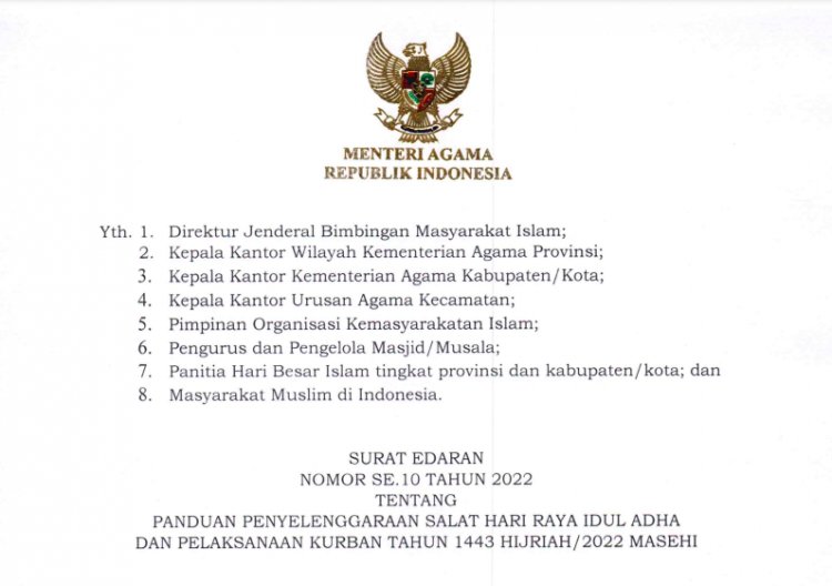 Menag Terbitkan SE Tentang Panduan Pelaksanaan Kurban 1443 Hijriah