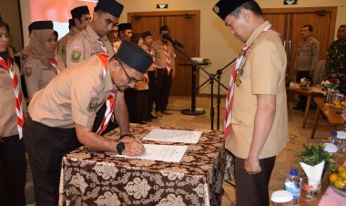 Pertama di Riau, Saka Adhyasta Pemilu Kwarcab Pekanbaru Resmi Dilantik 