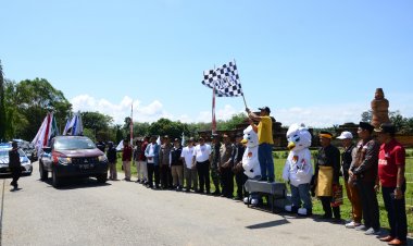 KPU Kampar Lepas Estafet Kirab Pemilu 2024 Menuju Kabupaten Limapuluh Kota Sumbar