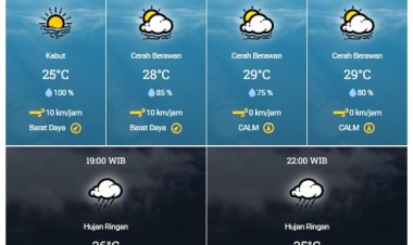 Peringatan Dini BMKG, Waspada Potensi Hujan Lebat Disertai Petir dan Angin Kencang di Sebagian wilayah Riau Hari Ini