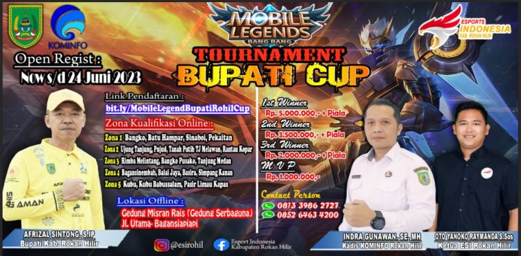 Turnamen Mobile Legend Bupati Rohil Cup 2023 Segera Digelar