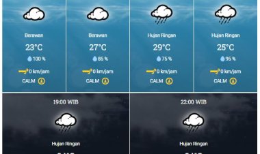 BMKG Keluarkan Peringatan Dini Potensi Hujan Disertai Petir dan Angin Kencang di Sebagian Wilayah Riau Hari Ini