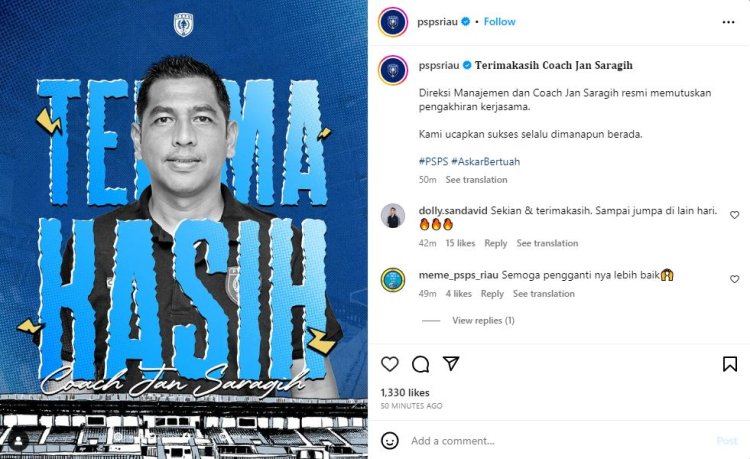 Jelang PSPS vs PSMS Medan, Pelatih PSPS Riau Jan Saragih Dicopot, Asisten Pelatih Basri Akan Pimpin Latihan