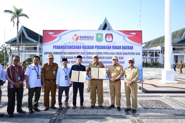 Bupati Siak dan Penyelenggara Pemilu Tandatangan NPHD untuk Pilkada 2024