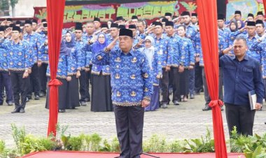 Jadi Pembina Upacara Hari Bakti PU, Gubri Edy Natar Nasution Ajak Doakan Tujuh Pahlawan Sapta Taruna