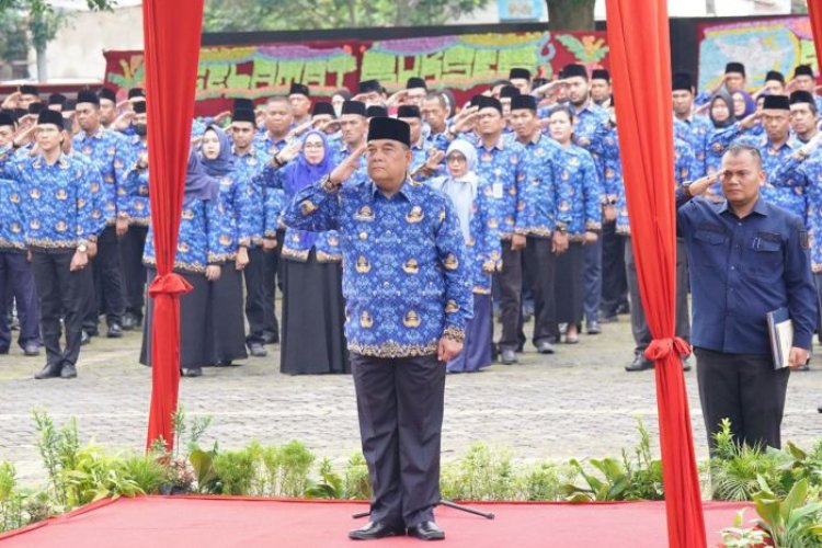 Jadi Pembina Upacara Hari Bakti PU, Gubri Edy Natar Nasution Ajak Doakan Tujuh Pahlawan Sapta Taruna