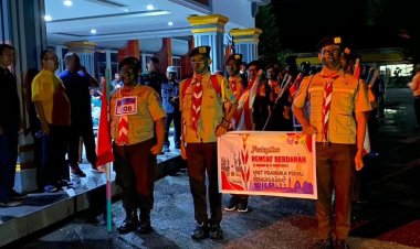 Peringati Rengat Berdarah, Pramuka Penegak Inhu Ikuti Lomba Juang Napak Tilas