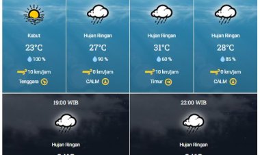 BMKG Pekanbaru Minta Waspadai Potensi Hujan Lebat yang Disertai Petir dan Angin Kencang di Sebagian Wilayah Riau Hari Ini