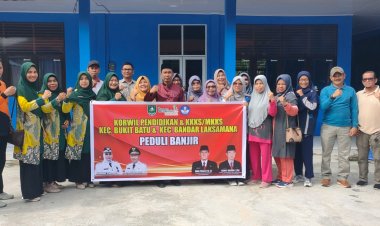 Peduli Banjir di Siak Kecil, Korwil Pendidikan Bukit Batu Galang Donasi