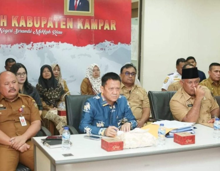 Monitoring Pengendalian Inflasi, Pj Bupati Kampar Ikuti Rakor Virtual Bersama Irjen Kemendagri