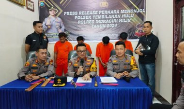 Polres Inhil Tangkap Empat Pelaku Begal Bersenjata Tajam yang Viral di Media Sosial