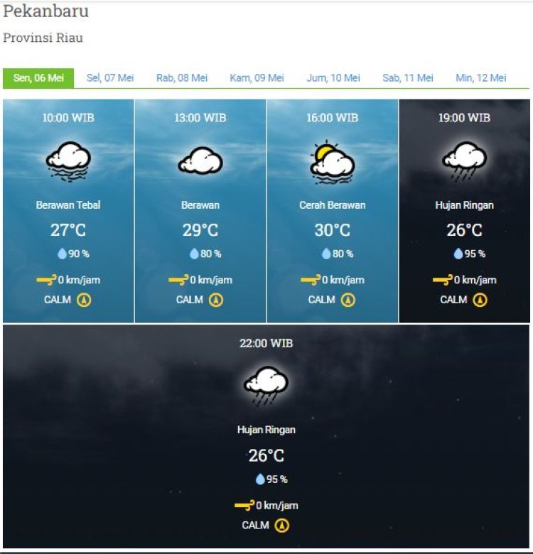 Cuaca Riau Hari Ini, Waspadai Hujan Disertai Petir dan Angin Kencang, Simak Daerahnya