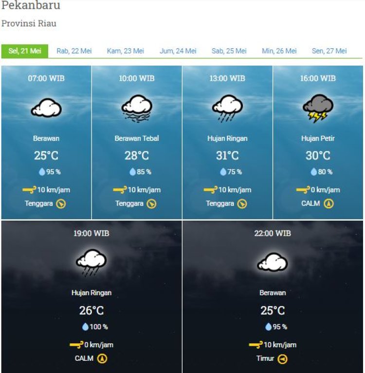 Prakiraan Cuaca BMKG, Sebagian Wilayah Riau Masih Berpotensi Hujan Hari Ini