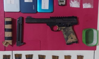 Ditangkap Polda Riau, Bandar Sabu di Pekanbaru Ini Miliki Senjata Api Browning Buck Mark 22 Long Rifle dan Amunisi