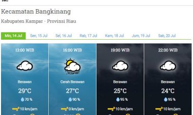 Hujan Lebat yang Disertai Angin Kencang serta Petir Berpotensi di Sebagian Wilayah Riau Hari Ini
