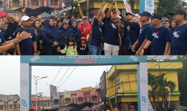 Peringati HUT ke-26, RS Awal Bros Ujung Batu Jalan Santai Bersama Ribuan Masyarakat 
