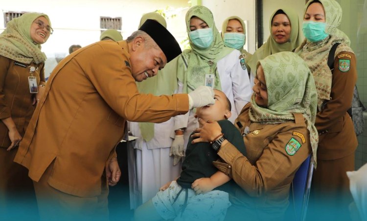 Pemkab Rohul Launching PIN Polio Serentak Tahun 2024 di Puskesmas Rambah