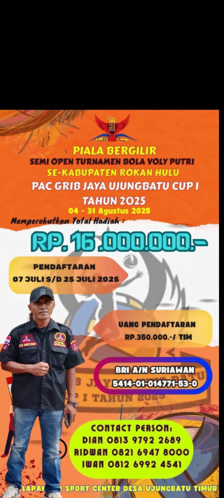 Grib Jaya PAC Ujung Batu Gelar Piala Bergilir Open Semi Turnamen Bola Volly Putri Cup 1