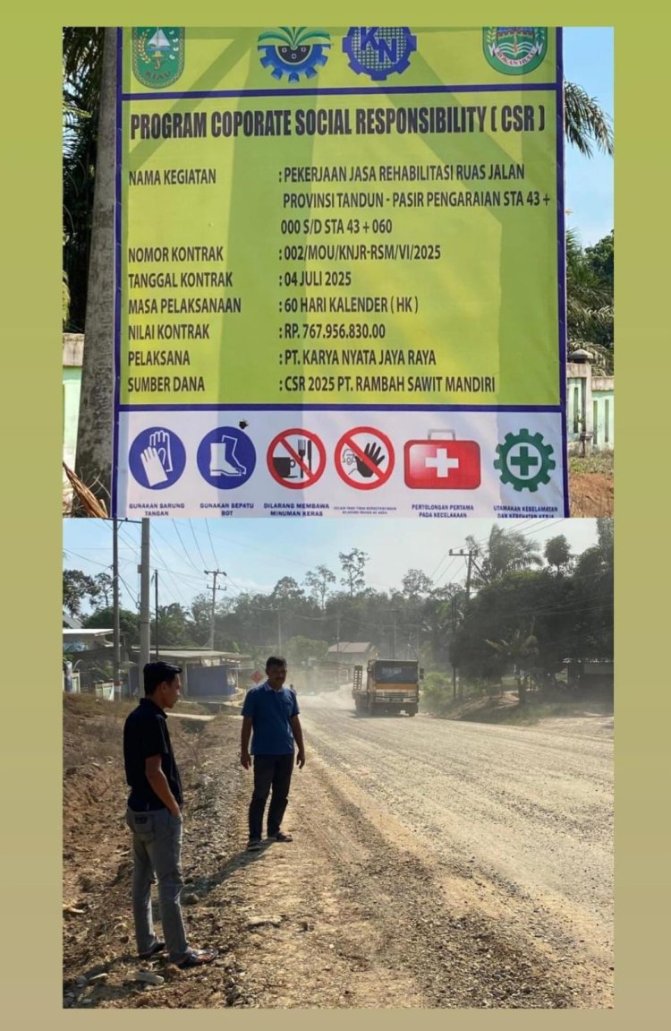 Ketua KNPI Rambah Samo Apresiasi PT RSM Bangun Jalan Tandun - Pasir Pengaraian