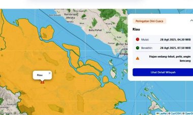 Prakiraan Cuaca Riau Hari Ini, BMKG Minta Waspadai Hujan Lebat Disertai Petir dan Angin Kencang
