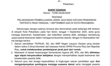 Sekolah Radius Lima KM dari DPRD Riau dan Mapolda Diliburkan