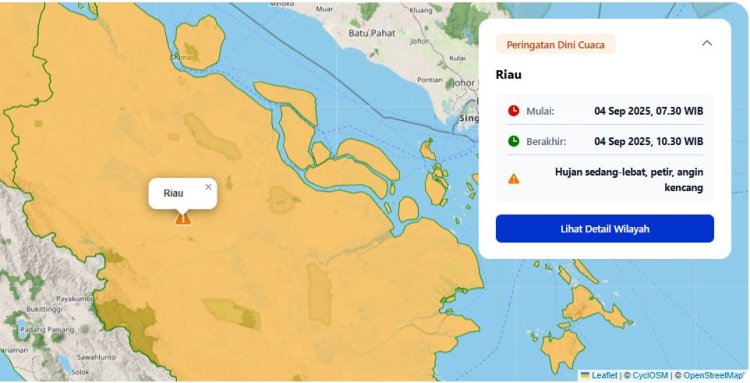 Prakiraan Cuaca BMKG, Riau Sudah Dalam Peralihan Musim Kemarau ke Hujan