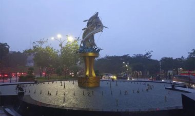 40 Nozel Air Mancur Tugu Ikan Selais Tiga Sepadan Pekanbaru Dicuri, Aksi Pelaku Terekam CCTV