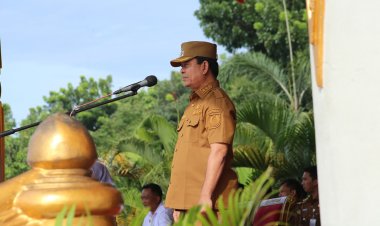 Wabup Rohul Syafaruddin Poti Pimpin Apel Akbar Satkamling Polres Rokan Hulu