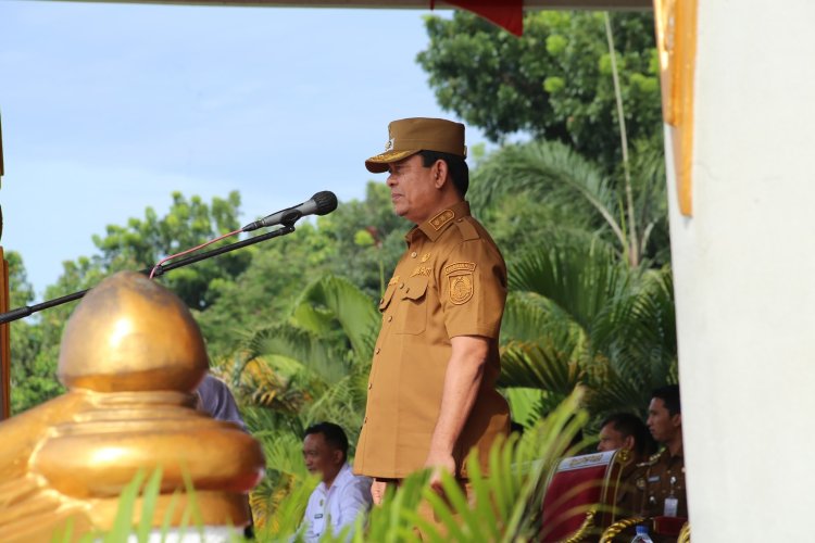 Wabup Rohul Syafaruddin Poti Pimpin Apel Akbar Satkamling Polres Rokan Hulu