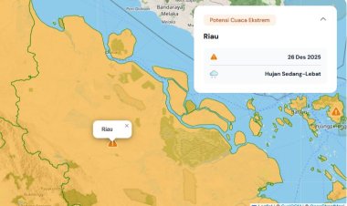 Prakiraan Cuaca Riau 26 Desember 2025, BMKG Terbitkan Peringatan Dini Waspada Hujan Lebat Disertai Petir dan Angin Kencang