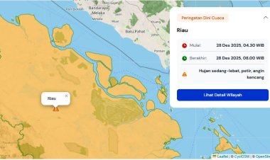 Prakiraan Cuaca Riau 28 Desember 2025, BMKG Terbitkan Peringatan Dini Waspada Hujan Lebat Disertai Petir dan Angin Kencang