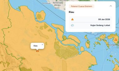 Prakiraan Cuaca Riau 8 Januari 2026, BMKG Minta Masyarakat Waspada Hujan Lebat yang Disertai Petir dan Angin Kencang