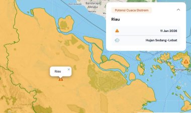 Prakiraan Cuaca Riau 11 Januari 2026, BMKG Minta Masyarakat Waspada Hujan Lebat Disertai Petir dan Angin Kencang