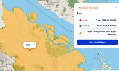 Prakiraan Cuaca Riau 17 Januari 2026, BMKG Terbitkan Peringatan Dini Waspada Hujan Lebat Disertai Petir dan Angin Kencang