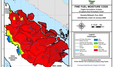 Prakiraan Cuaca Riau 23 Januari 2026, Tak Ada Hujan Jumlah Hotspot di Bumi Lancang Kuning Meningkat