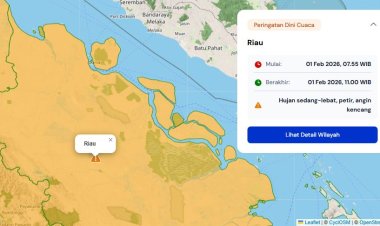 Prakiraan Cuaca Riau 1 Februari 2026, BMKG Terbitkan Peringatan Dini Waspada Hujan Lebat Disertai Petir dan Angin Kencang