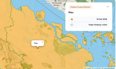 Prakiraan Cuaca Riau 19 Februari 2026, Bumi Lancang Kuning Berpotensi Hujan Seharian