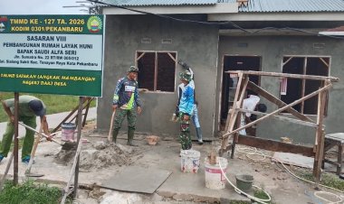 Satgas TMMD Ke-127 Kodim 0301/Pekanbaru Hadirkan Hunian Layak di Tuah Negeri, Progres Rumah Saudi Alfa Seri 74 Persen